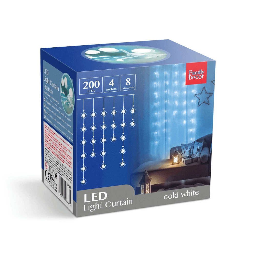 200 LED-es fényfüzér 4,2 m 8 programmal